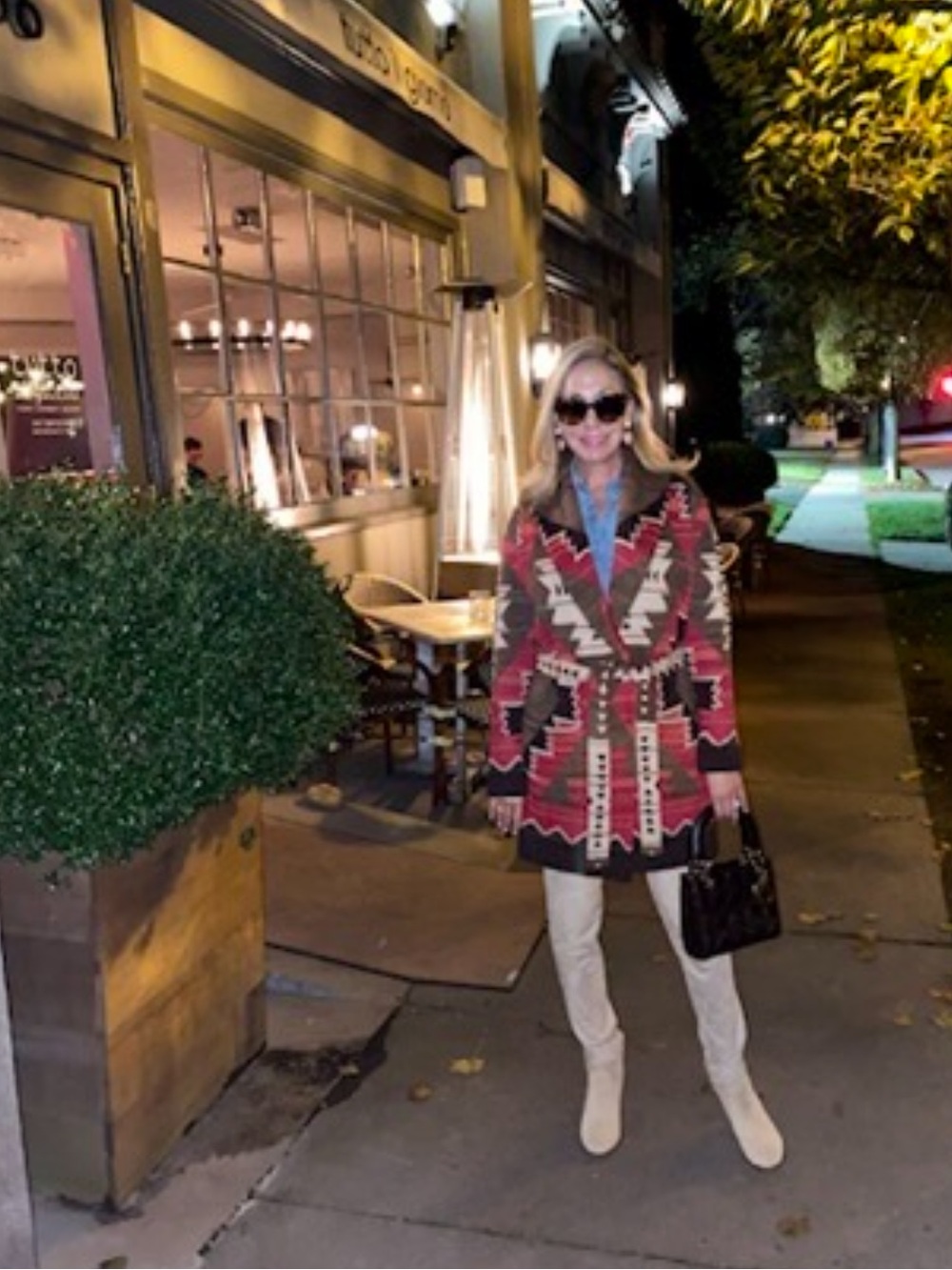 Women's Red Patterned Coat with Tribal Print